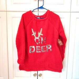 Faded Glory Deer Sherpa Top, Size Medium (8-10), NWT